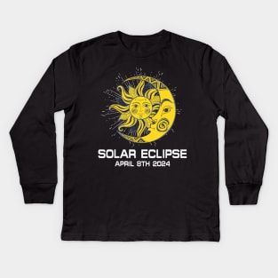 April 8th 2024 - Total Solar Eclipse 2024 Kids Long Sleeve T-Shirt